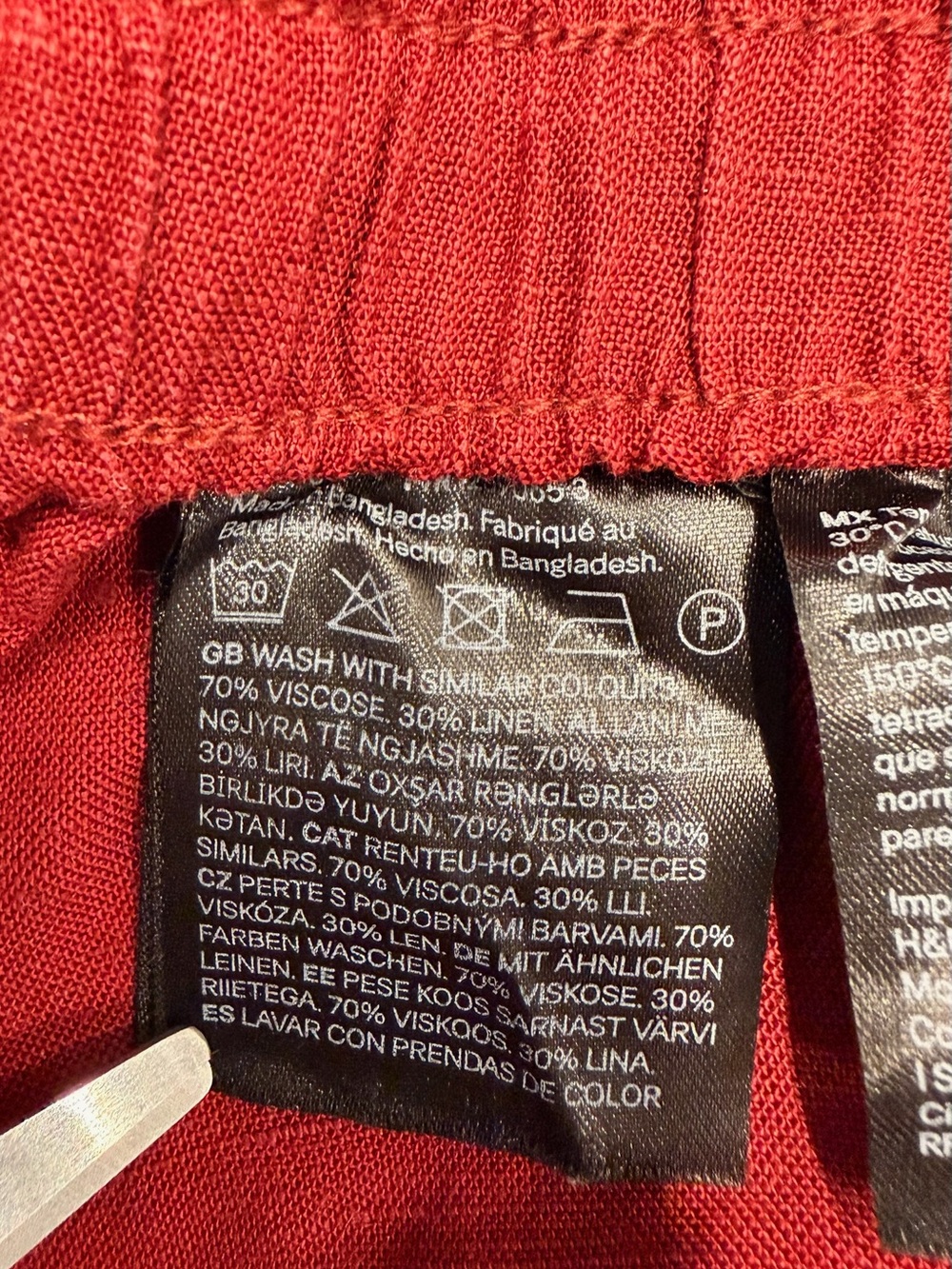 H&M Red Drawstring Linen blend Pants - Picture 9 of 9